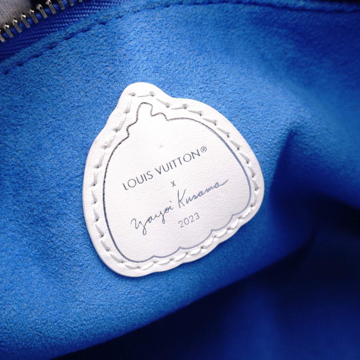 LOUIS VUITTON Yayoi Kusama On the Go PM Monogram Implant Handbag, Leather, Blue, 2-Way