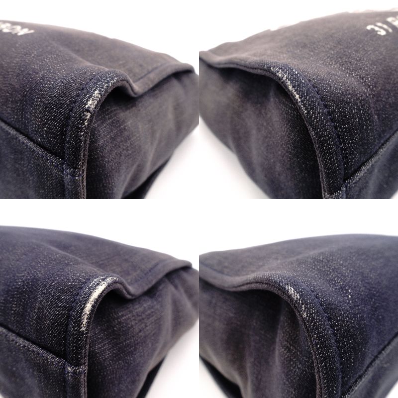 CHANEL Deauville Shoulder Bag Leather/Canvas Denim