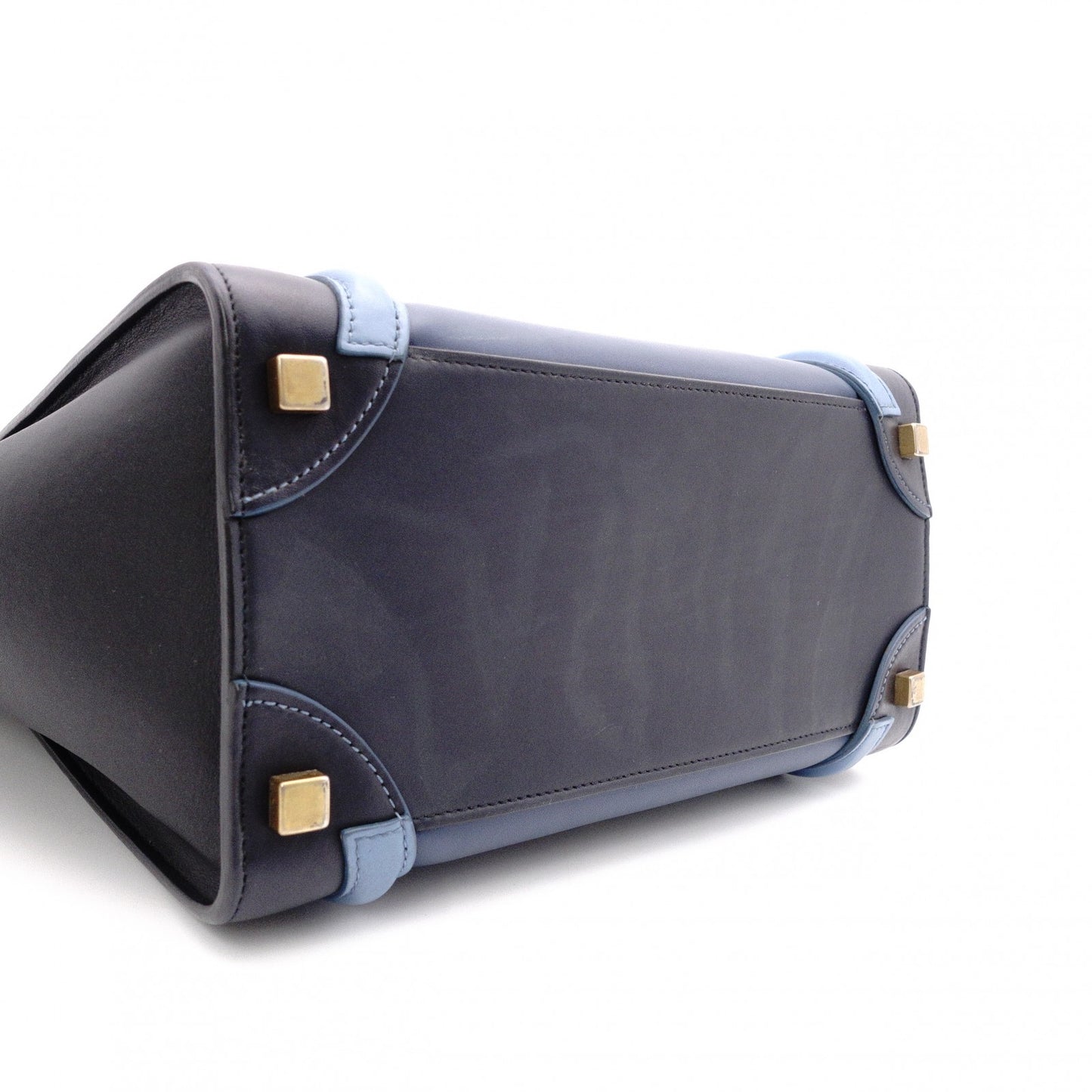 CELINE Luggage Micro Handbag, Leather, Blue, Tote Bag