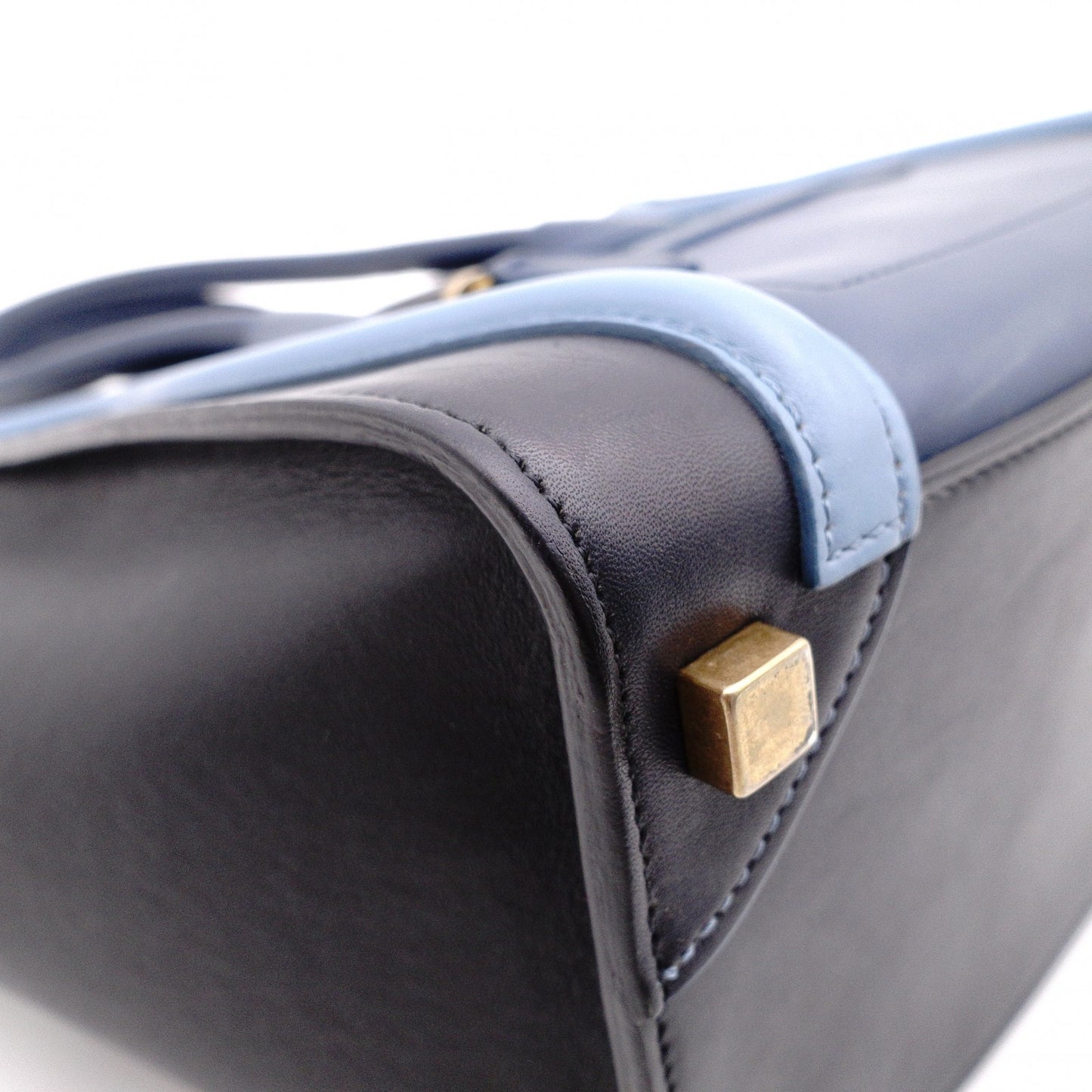 CELINE Luggage Micro Handbag, Leather, Blue, Tote Bag