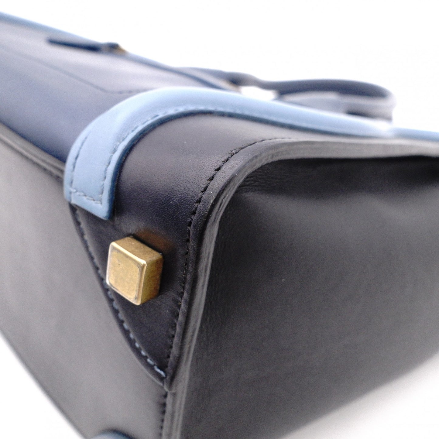 CELINE Luggage Micro Handbag, Leather, Blue, Tote Bag