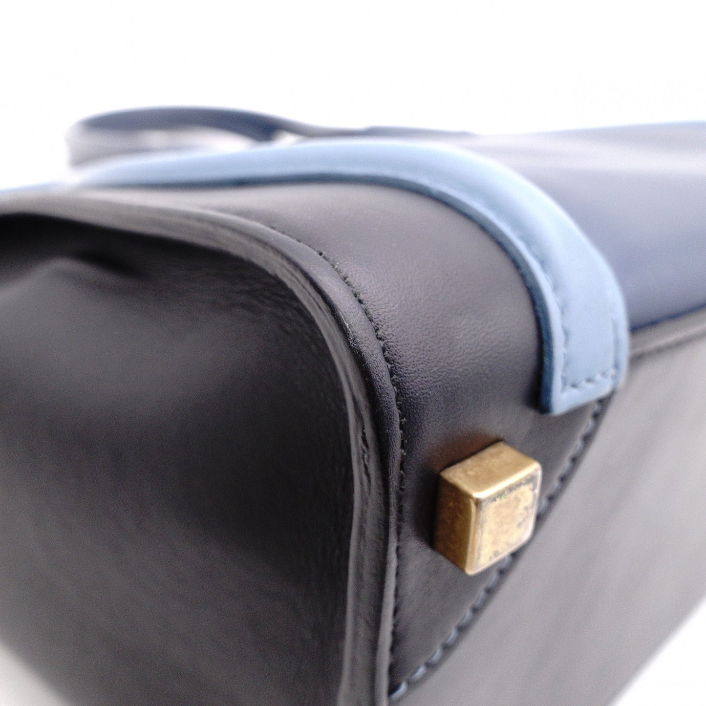 CELINE Luggage Micro Handbag, Leather, Blue, Tote Bag