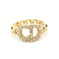 Christian Dior Ring Cuff Set Gold Rhinestone CD Logo Men's Women's 7-10-481