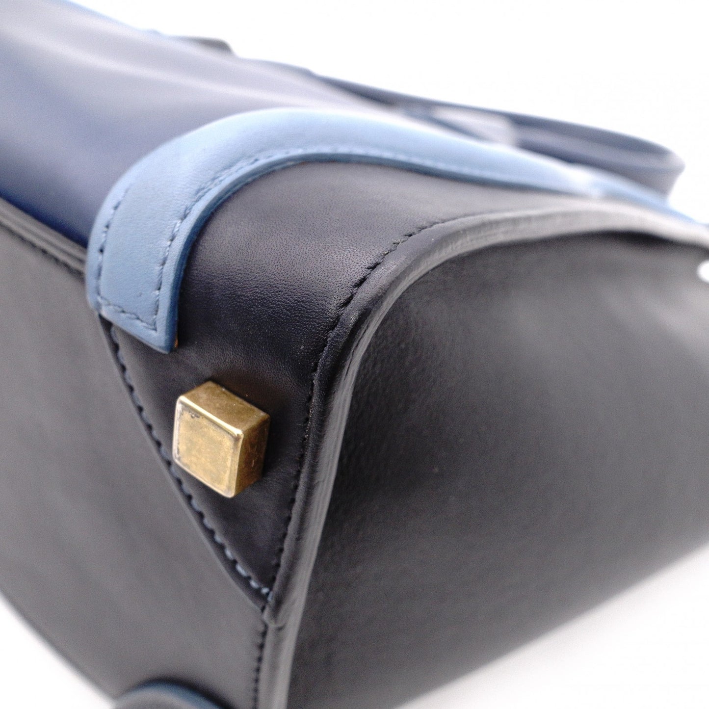 CELINE Luggage Micro Handbag, Leather, Blue, Tote Bag
