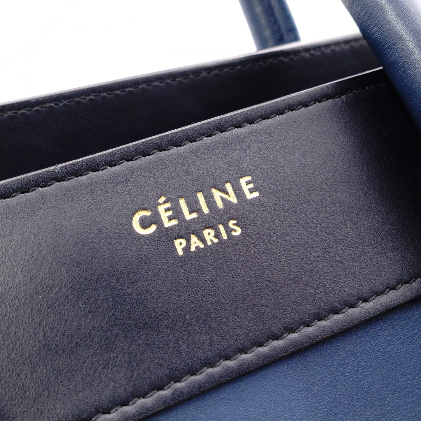 CELINE Luggage Micro Handbag, Leather, Blue, Tote Bag