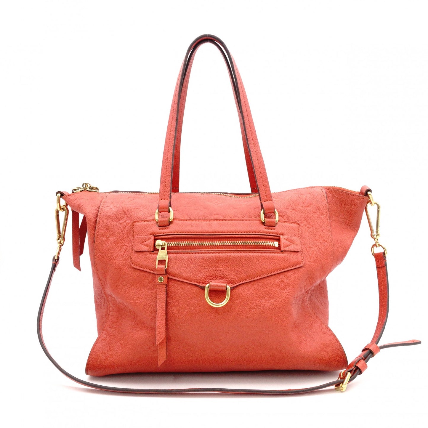 LOUIS VUITTON Lumineux PM Monogram Implant Shoulder Bag, Leather, Orange, 2-Way