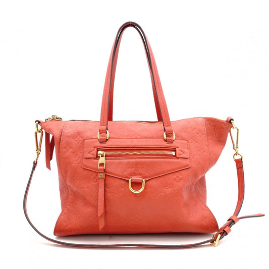 LOUIS VUITTON Lumineux PM Monogram Implant Shoulder Bag, Leather, Orange, 2-Way
