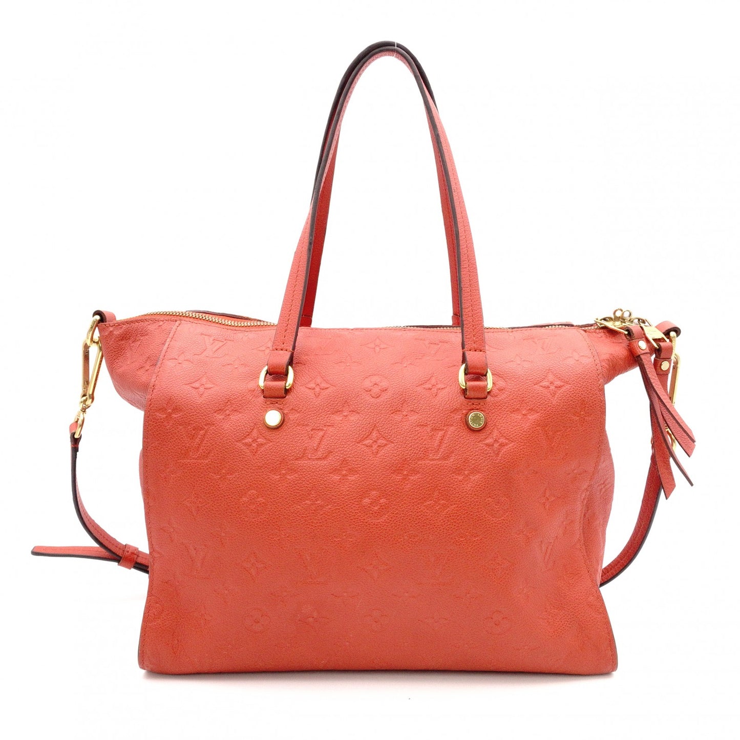 LOUIS VUITTON Lumineux PM Monogram Implant Shoulder Bag, Leather, Orange, 2-Way