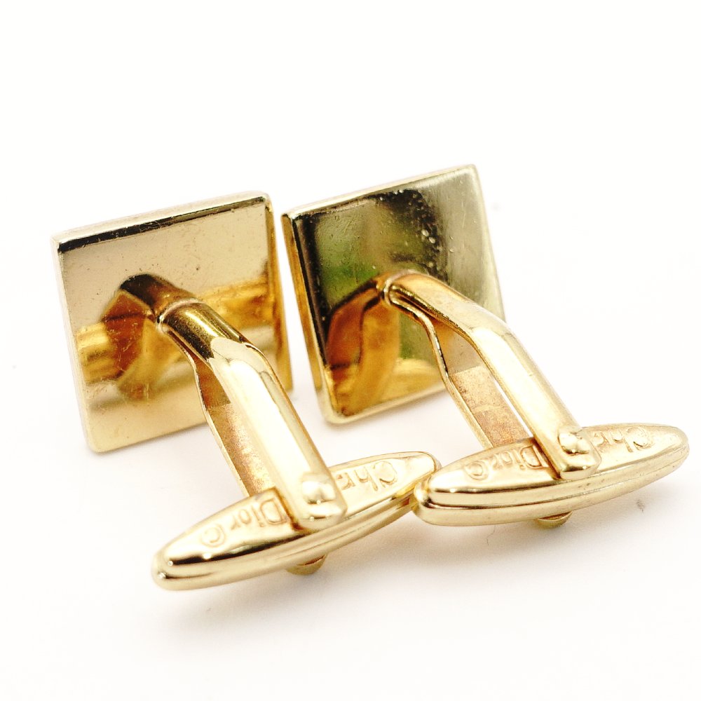 Christian Dior Ring Cuff Set Gold Rhinestone CD Logo Men's Women's 7-10-481