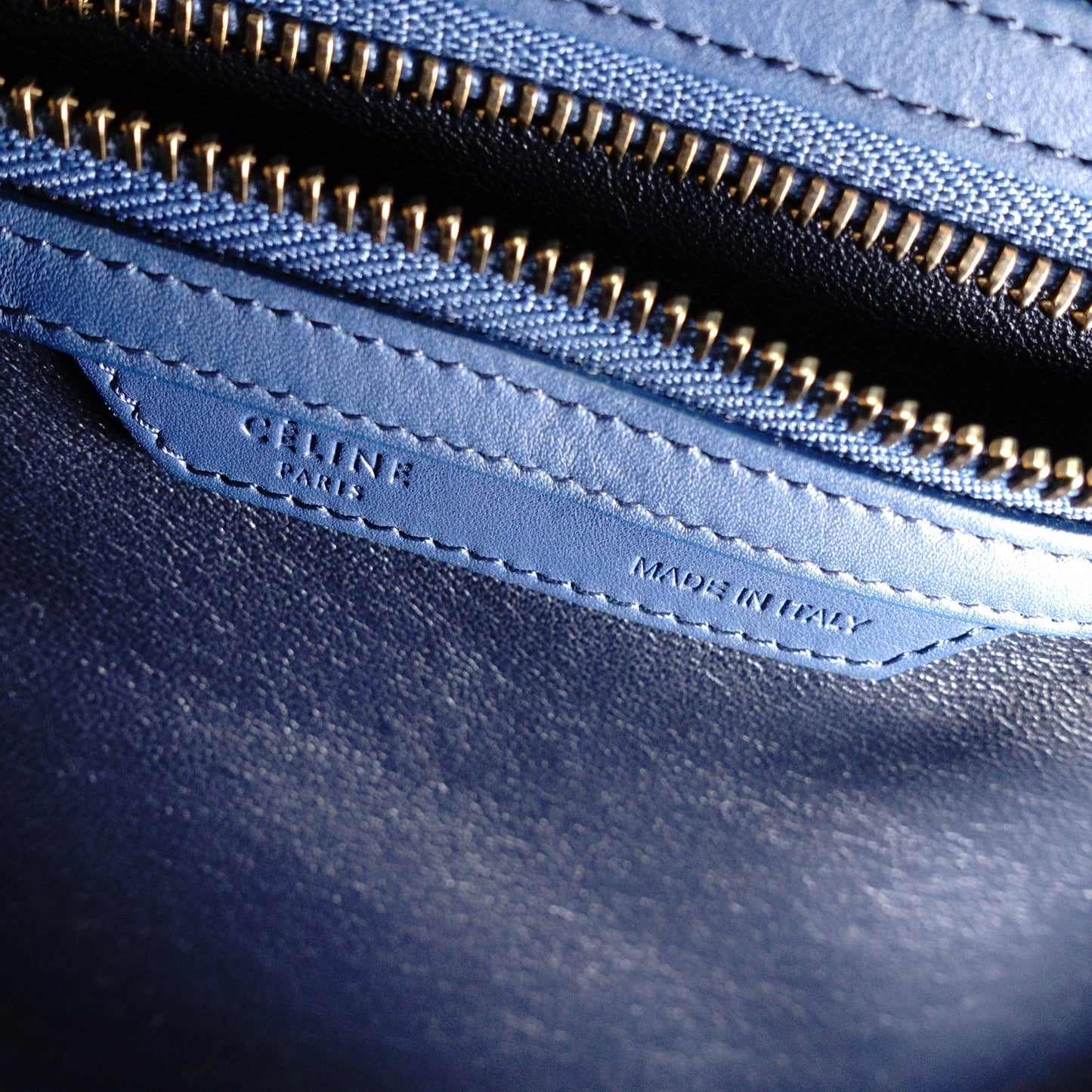CELINE Luggage Micro Handbag, Leather, Blue, Tote Bag