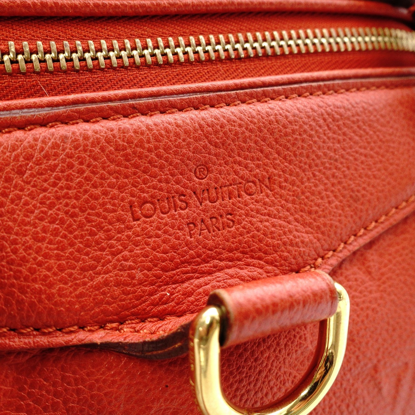LOUIS VUITTON Lumineux PM Monogram Implant Shoulder Bag, Leather, Orange, 2-Way