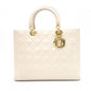 Christian Dior Lady Dior Handbag, Leather, Off-White, 2-Way