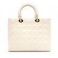 Christian Dior Lady Dior Handbag, Leather, Off-White, 2-Way
