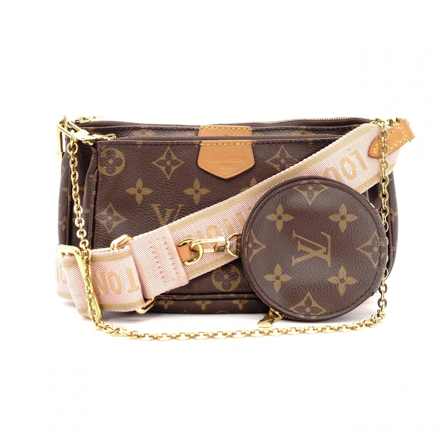 LOUIS VUITTON Multi-Pochette Accessoires Monogram Canvas Shoulder Bag, Brown/Pink, Leather/PVC Women's