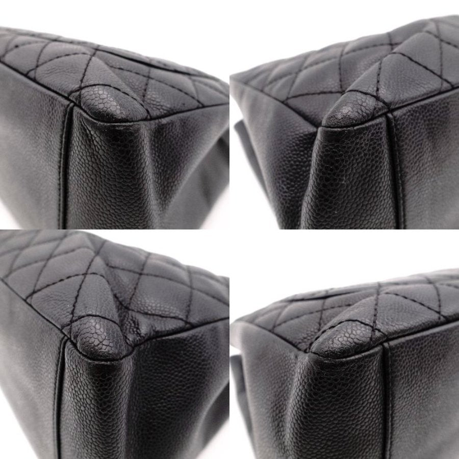 CHANEL Matelassé Shoulder Bag Leather Black