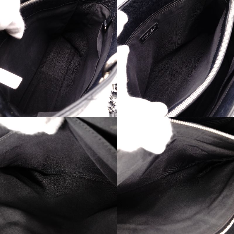 CHANEL Matelassé Shoulder Bag Leather Black