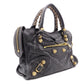 BALENCIAGA The Mini City Handbag, Leather, Gray, Women's, Crossbody, Gold Hardware