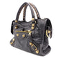 BALENCIAGA The Mini City Handbag, Leather, Gray, Women's, Crossbody, Gold Hardware