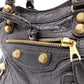 BALENCIAGA The Mini City Handbag, Leather, Gray, Women's, Crossbody, Gold Hardware