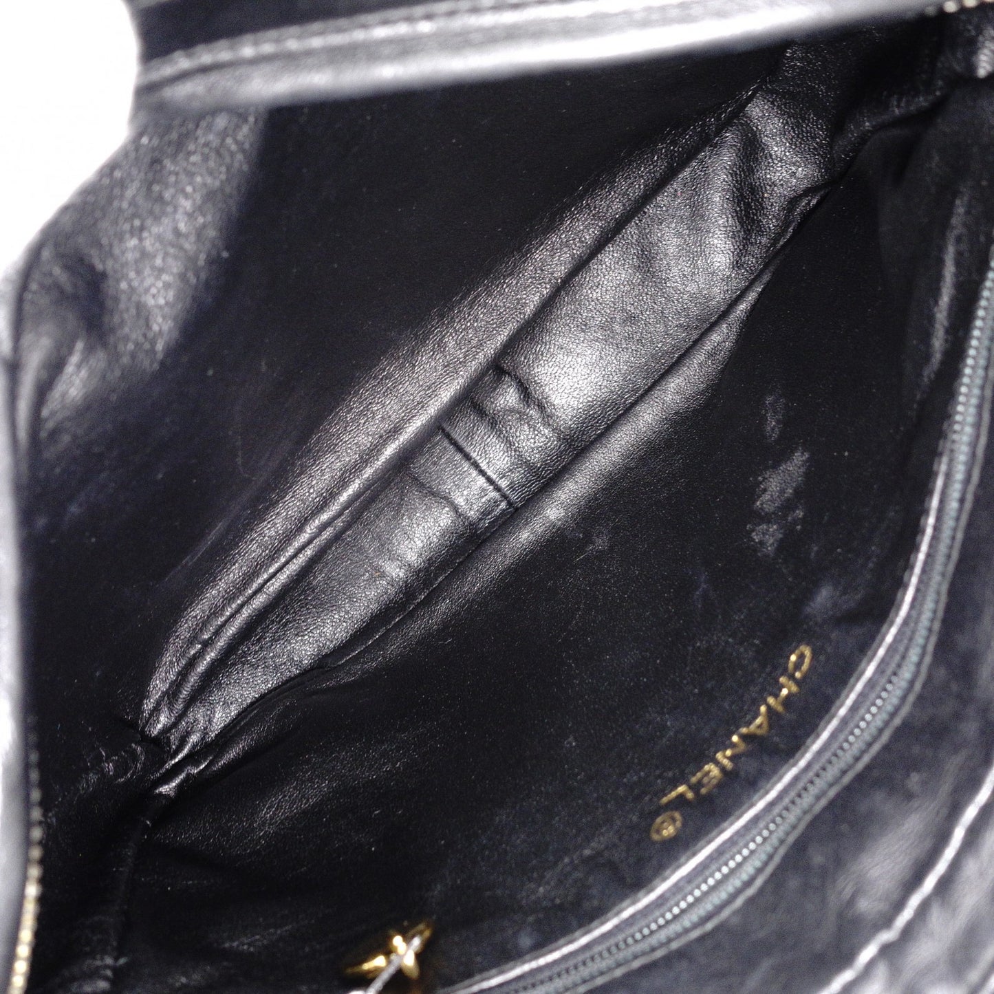 CHANEL Lambskin Matelassé Shoulder Bag, Leather, Black, Vintage Gold Hardware