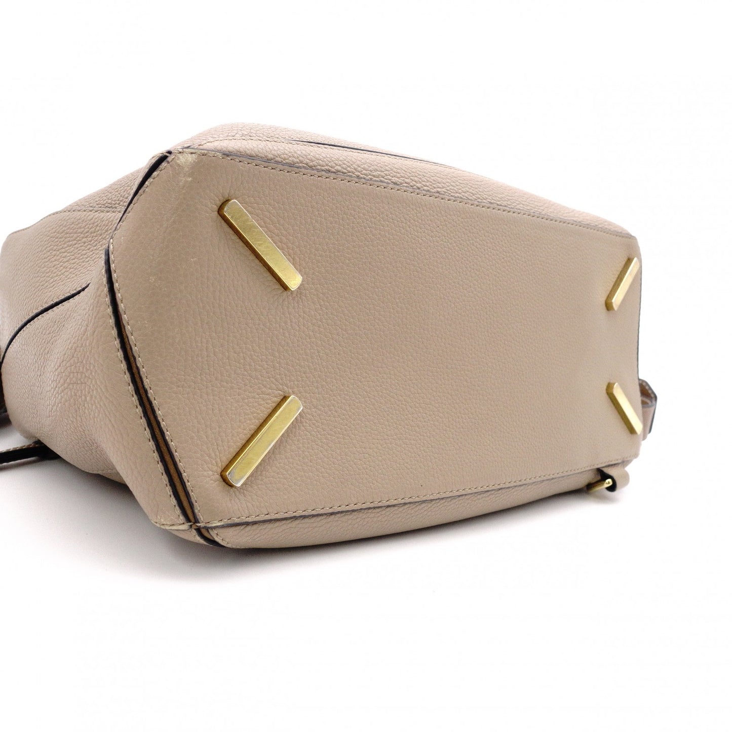 LOEWE Puzzle Medium Handbag, Leather, Beige, 2-Way, Gold Hardware, Crossbody
