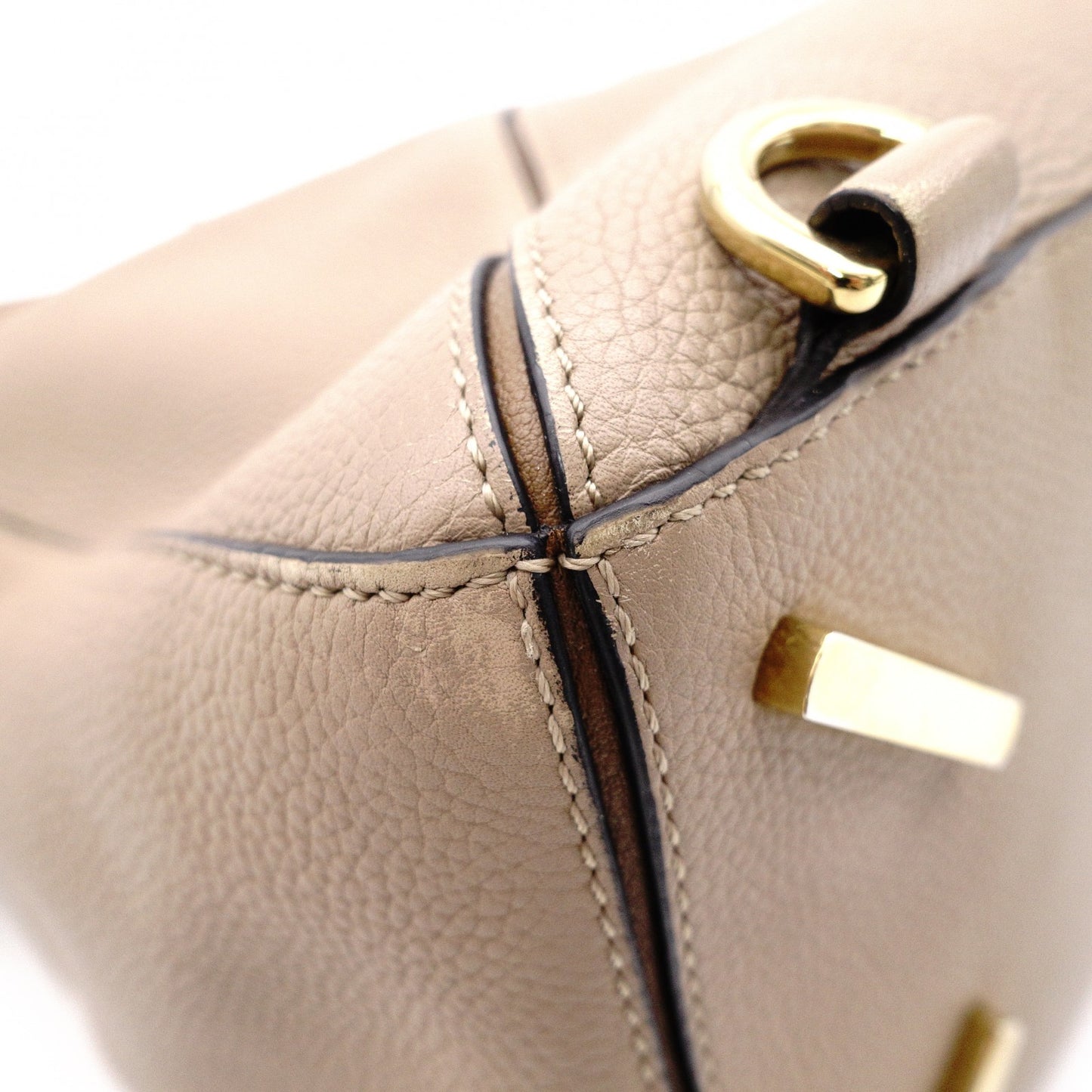 LOEWE Puzzle Medium Handbag, Leather, Beige, 2-Way, Gold Hardware, Crossbody