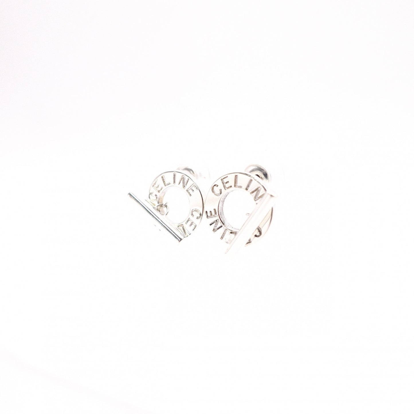 CELINE Earrings, 925 Sterling Silver, Silver Logo, Circle