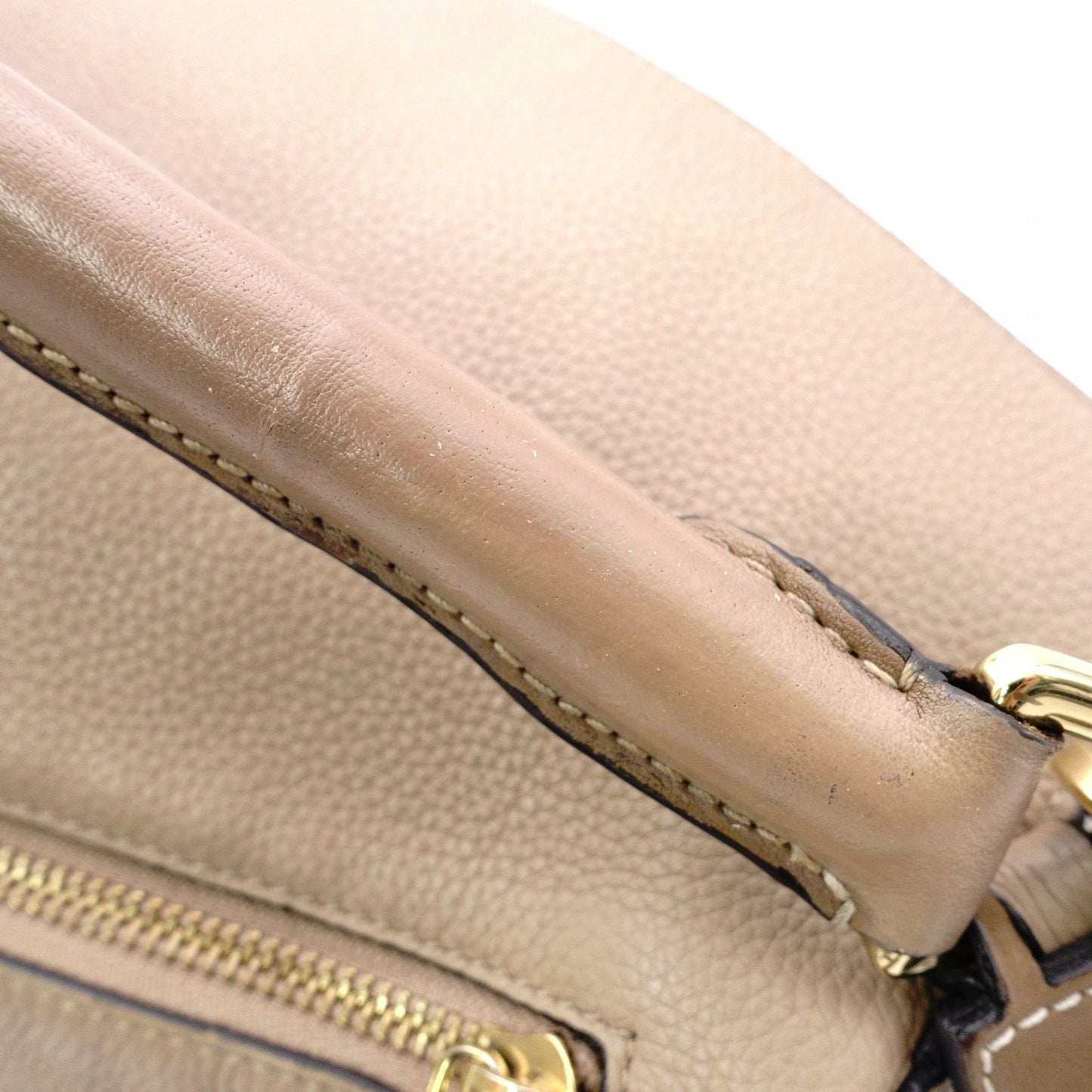 LOEWE Puzzle Medium Handbag, Leather, Beige, 2-Way, Gold Hardware, Crossbody