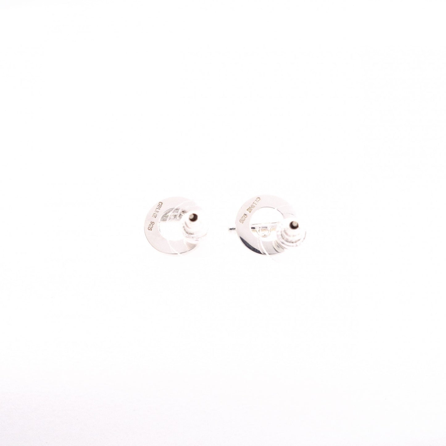 CELINE Earrings, 925 Sterling Silver, Silver Logo, Circle