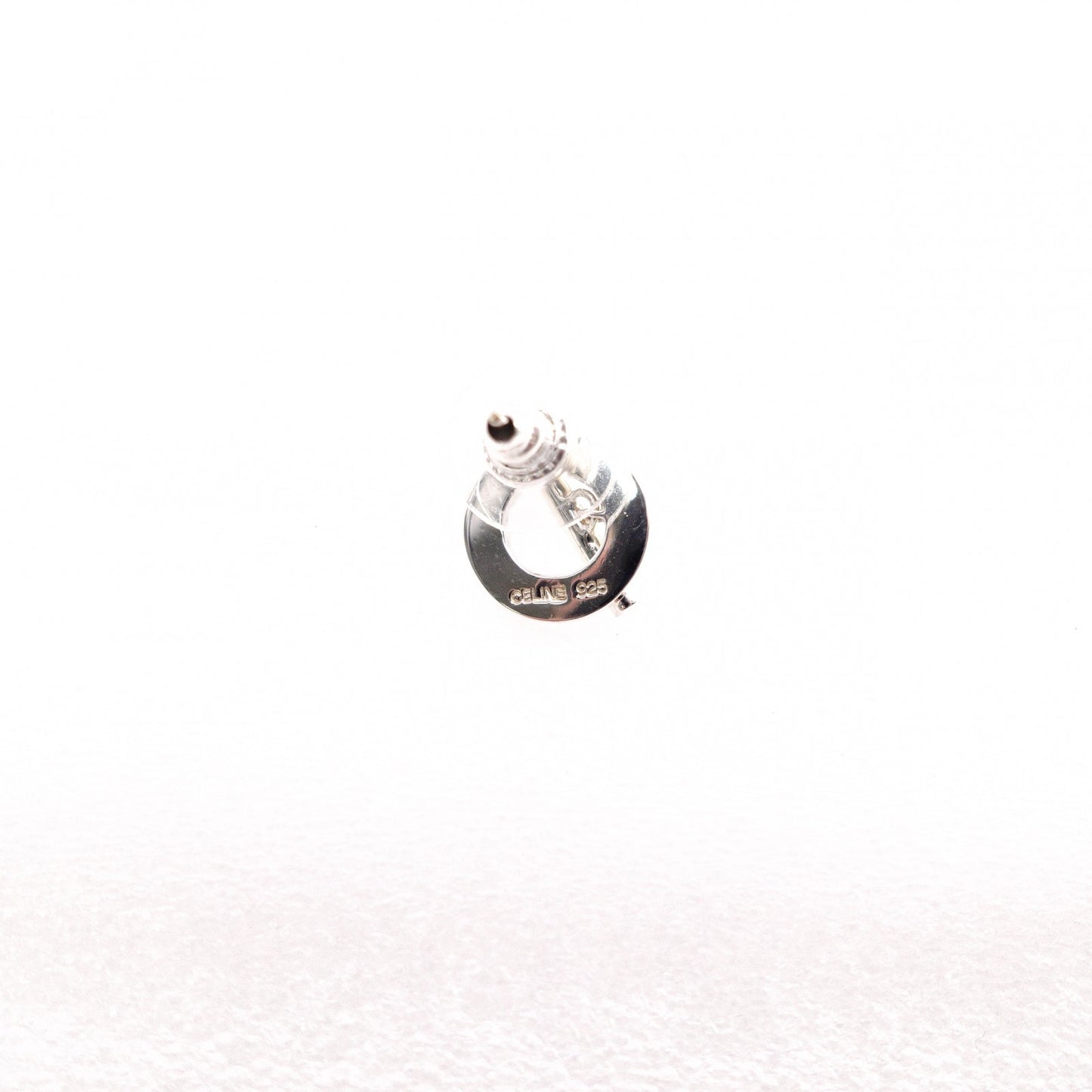 CELINE Earrings, 925 Sterling Silver, Silver Logo, Circle