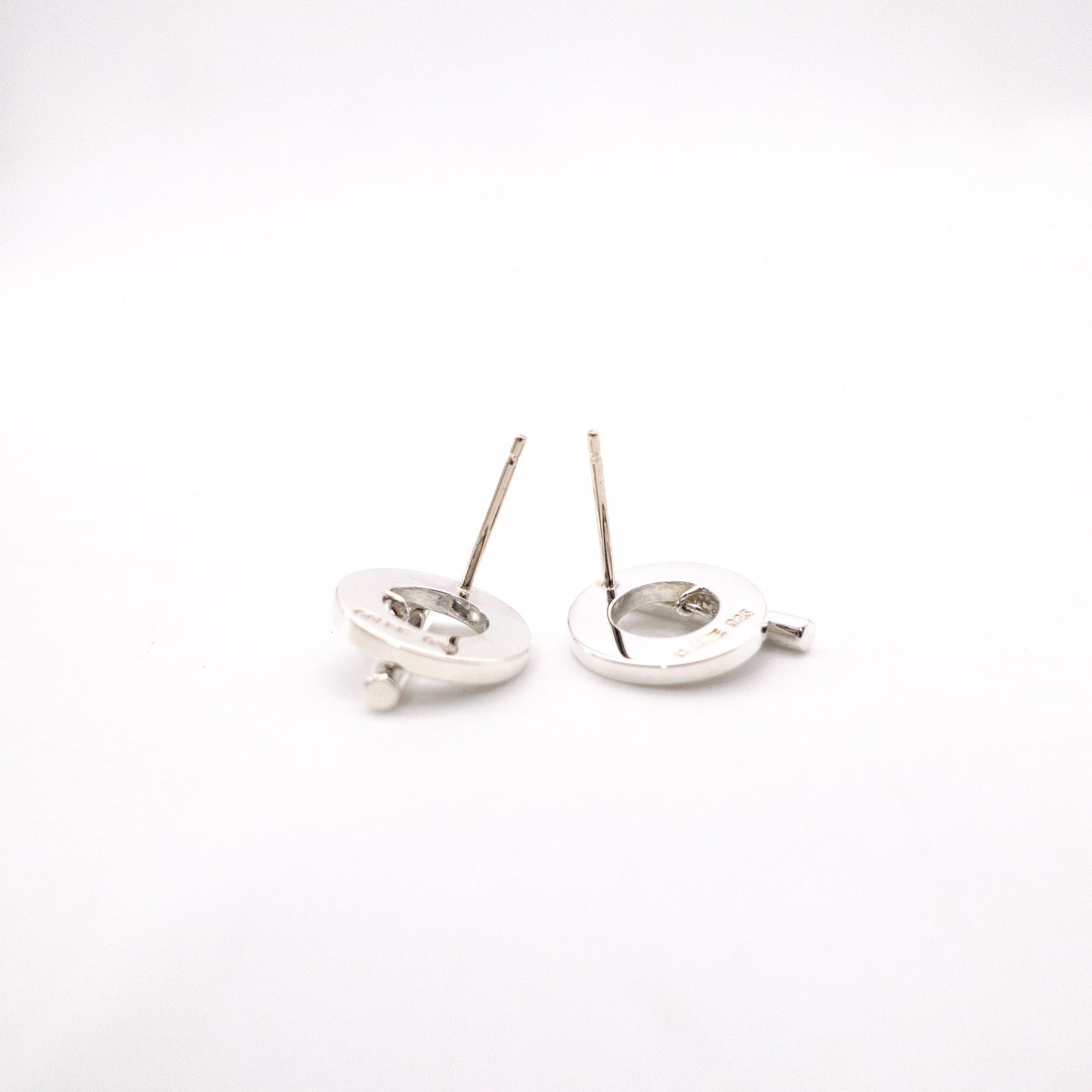 CELINE Earrings, 925 Sterling Silver, Silver Logo, Circle