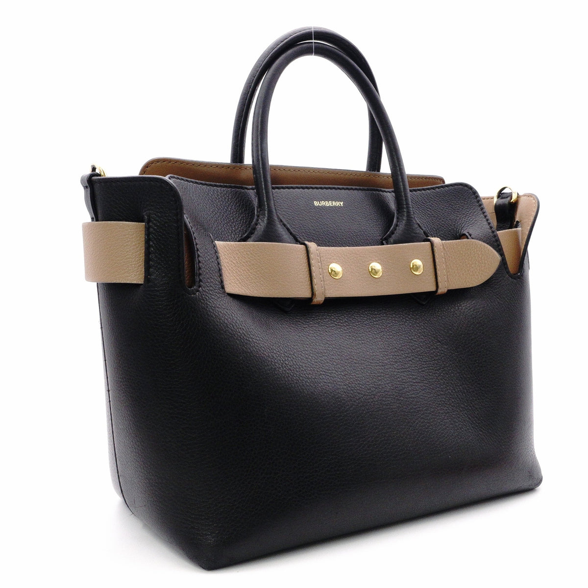 BURBERRY Belt Bag, Handbag, Leather, Black, Brown, 2-Way Crossbody