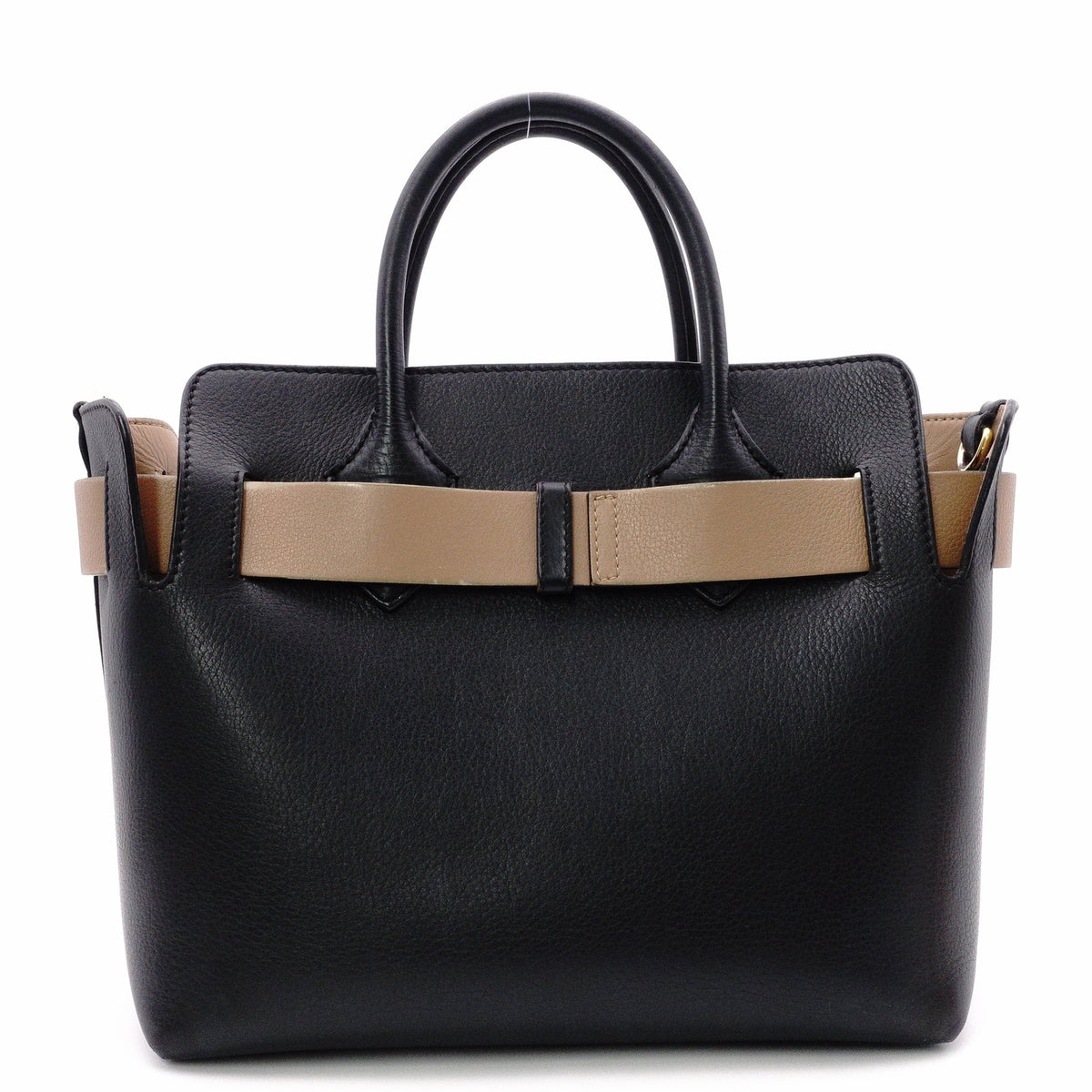 BURBERRY Belt Bag, Handbag, Leather, Black, Brown, 2-Way Crossbody