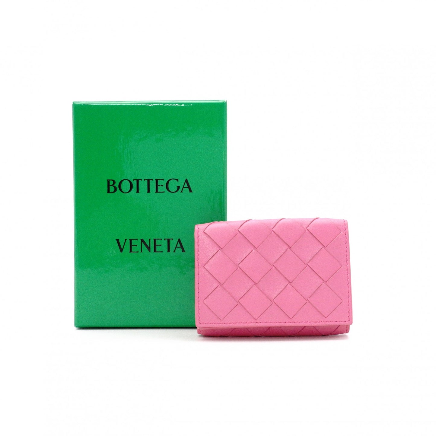 Bottega Veneta Intrecciato Tri-Fold Wallet, Leather, Pink, Wallet