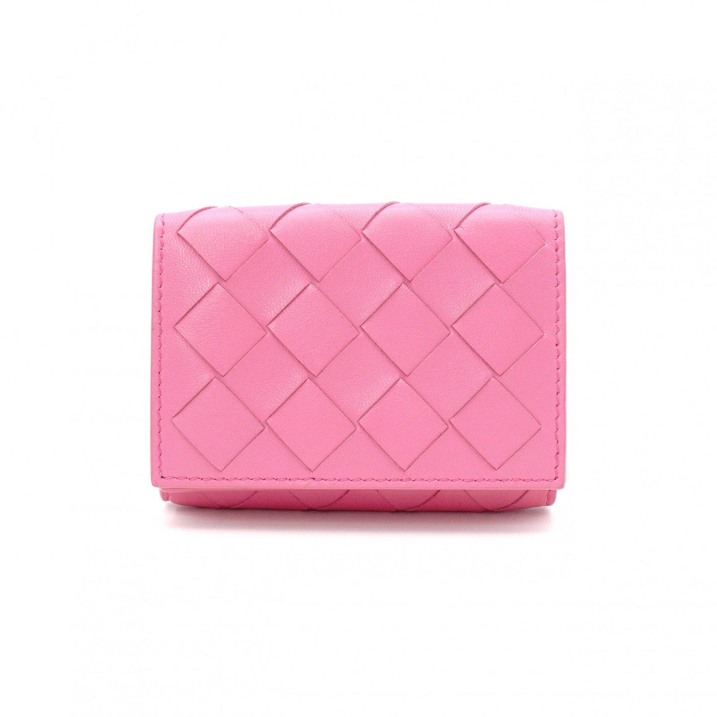 Bottega Veneta Intrecciato Tri-Fold Wallet, Leather, Pink, Wallet