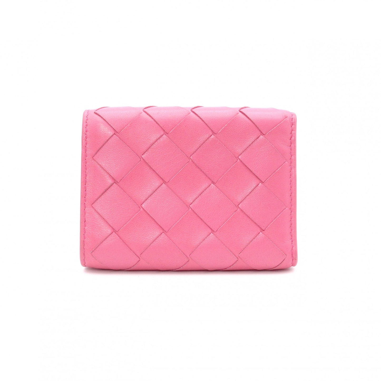 Bottega Veneta Intrecciato Tri-Fold Wallet, Leather, Pink, Wallet