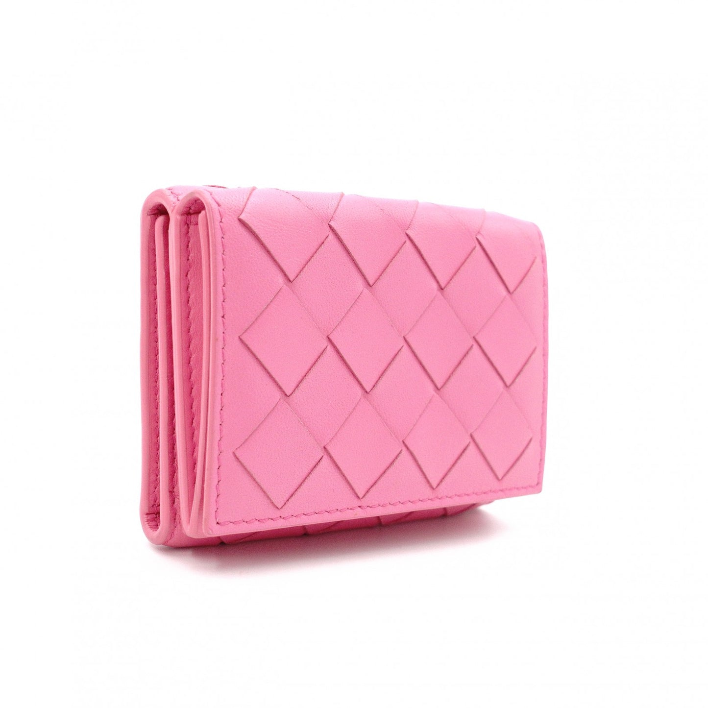 Bottega Veneta Intrecciato Tri-Fold Wallet, Leather, Pink, Wallet