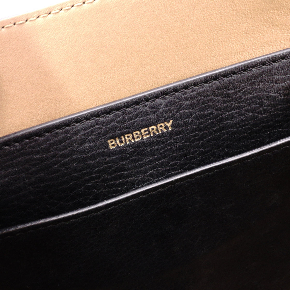 BURBERRY Belt Bag, Handbag, Leather, Black, Brown, 2-Way Crossbody