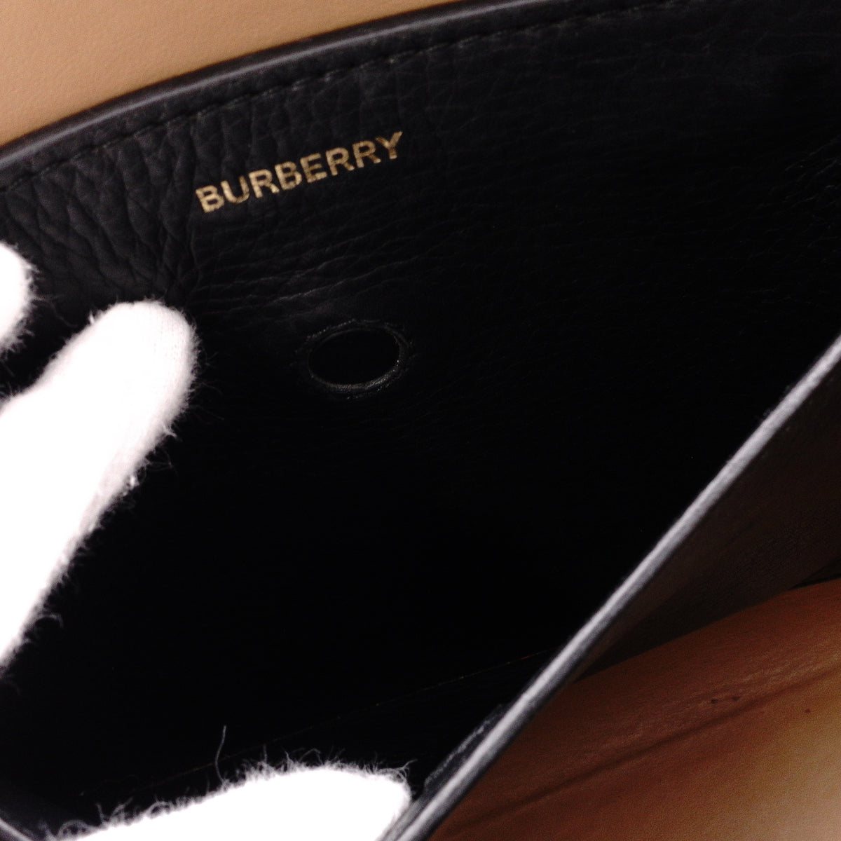 BURBERRY Belt Bag, Handbag, Leather, Black, Brown, 2-Way Crossbody