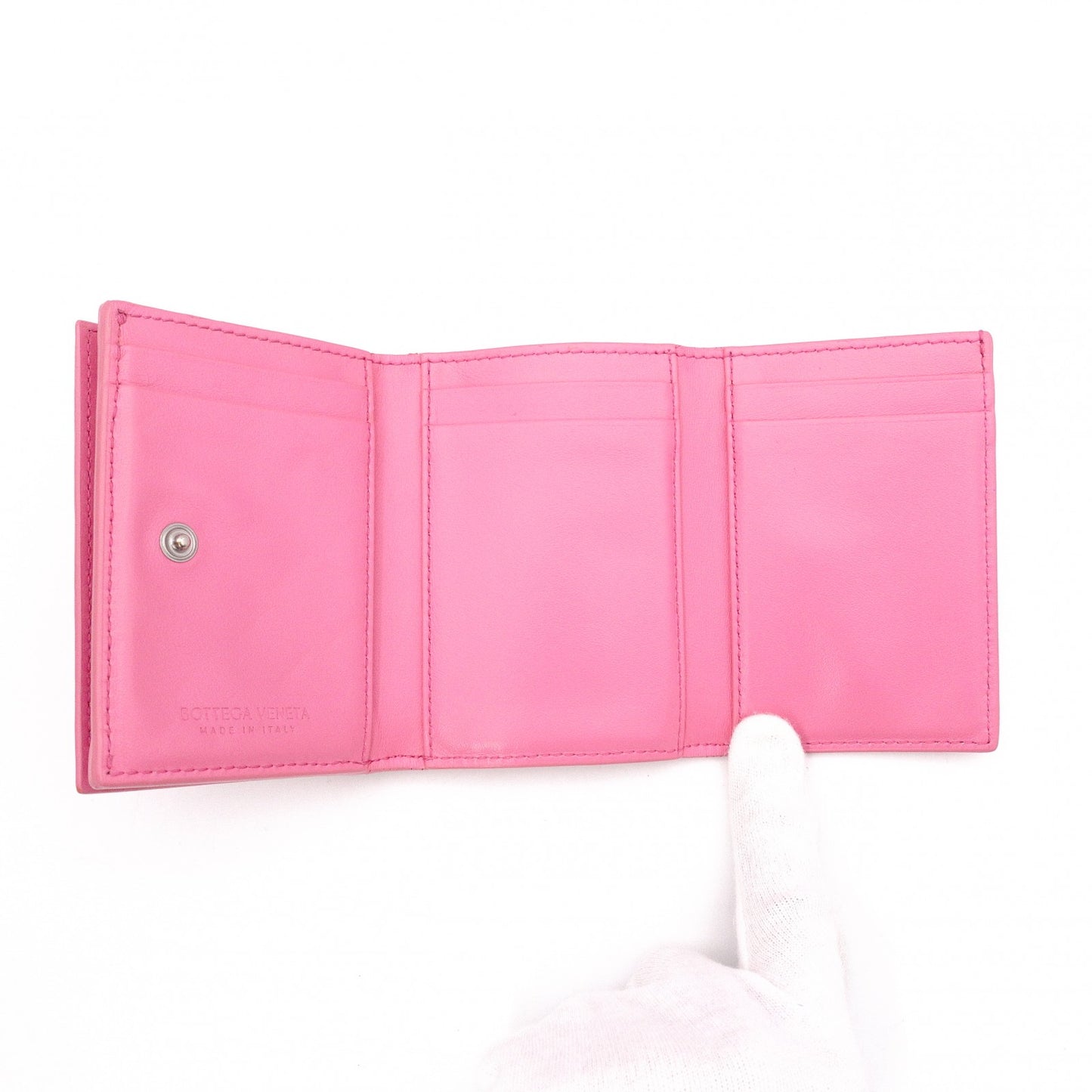 Bottega Veneta Intrecciato Tri-Fold Wallet, Leather, Pink, Wallet