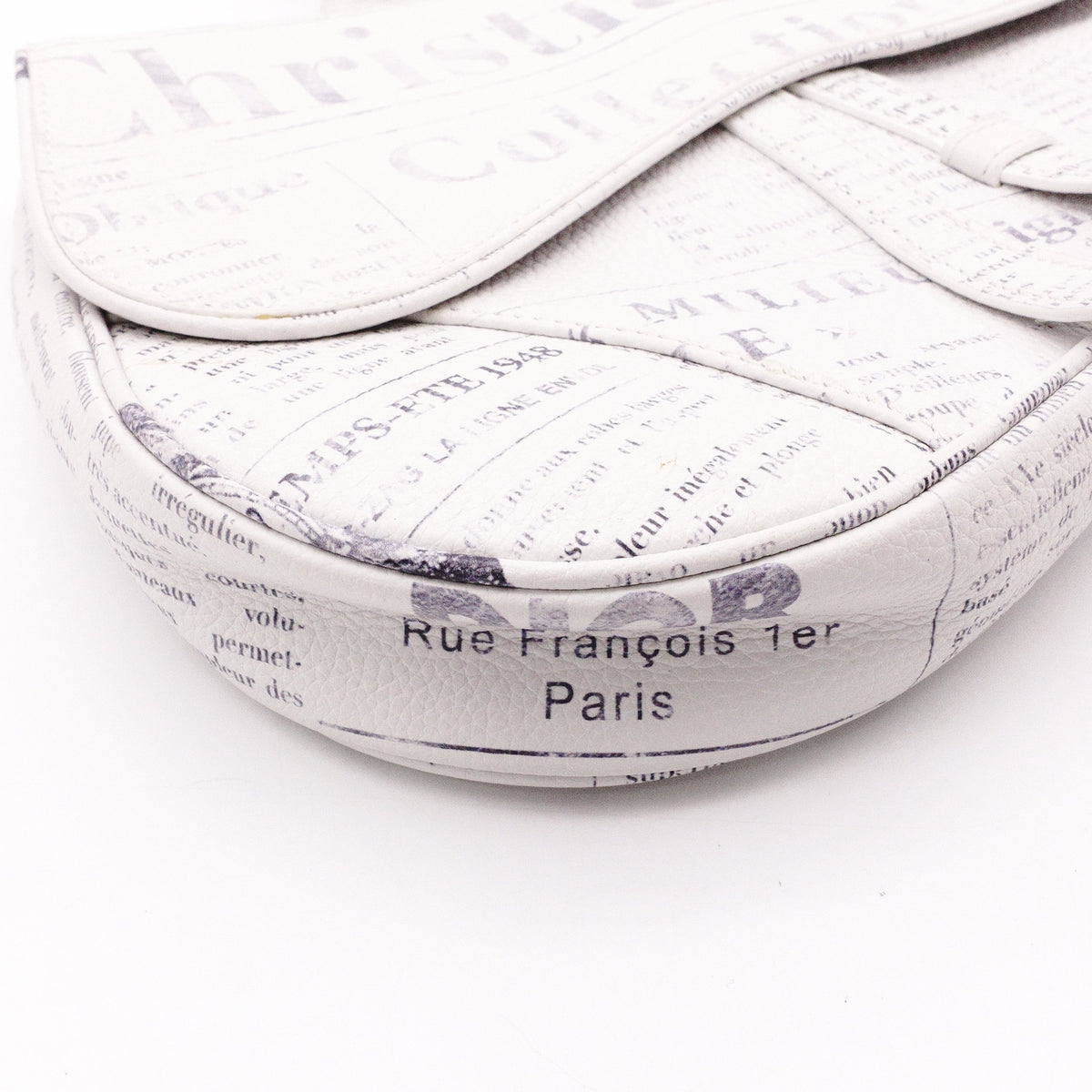 Dior Saddle Daniel Arsham Newspaper Shoulder Bag, PVC/Leather, White