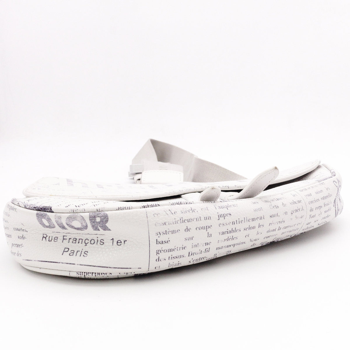 Dior Saddle Daniel Arsham Newspaper Shoulder Bag, PVC/Leather, White