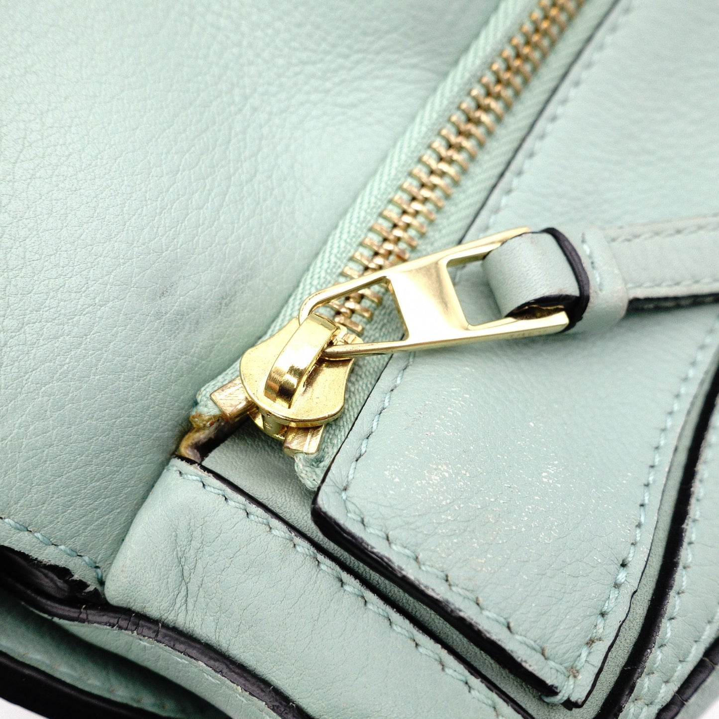 LOEWE Puzzle Medium Handbag, Leather, Green, 2-Way Crossbody