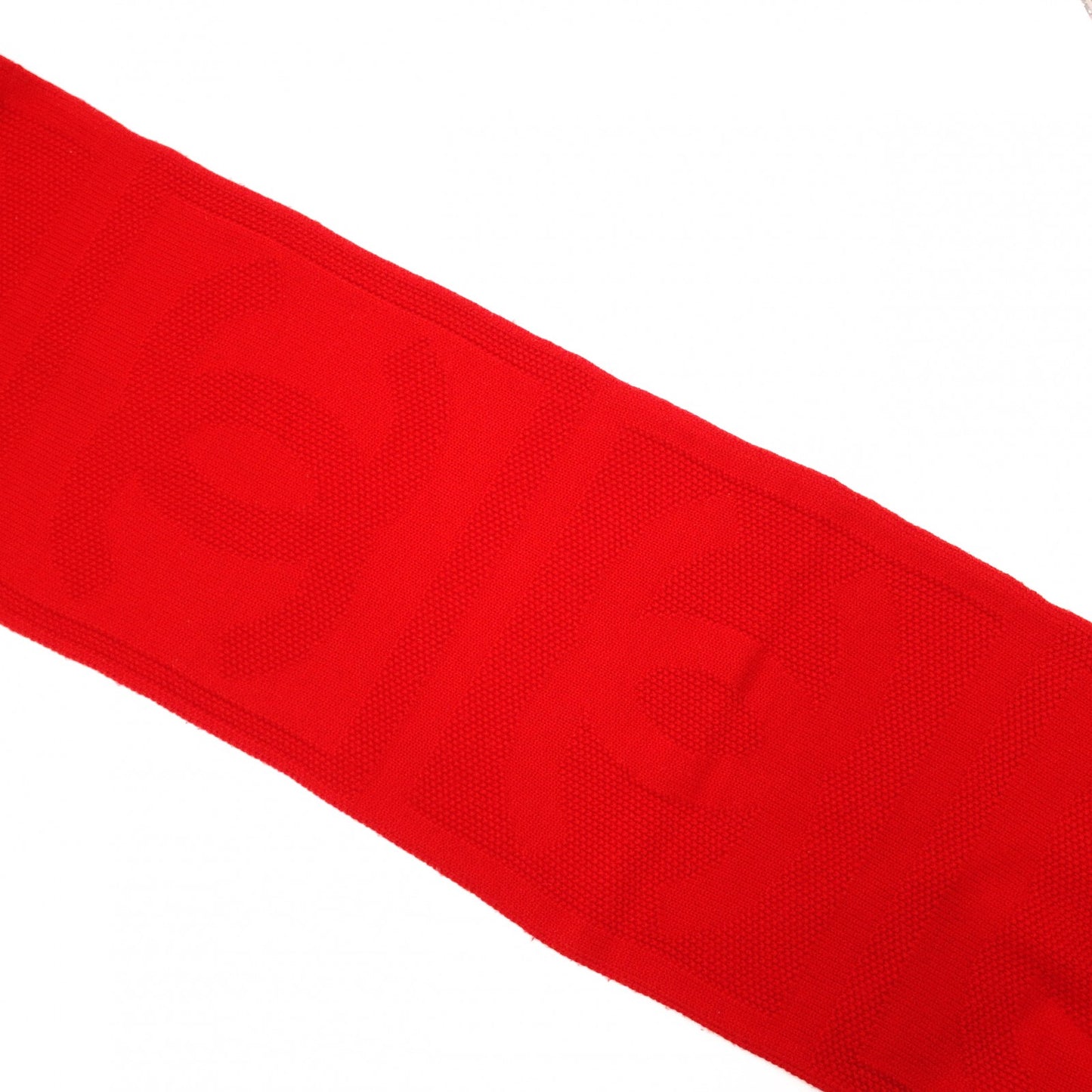 CHANEL Coco Logo Wool Red Scarf