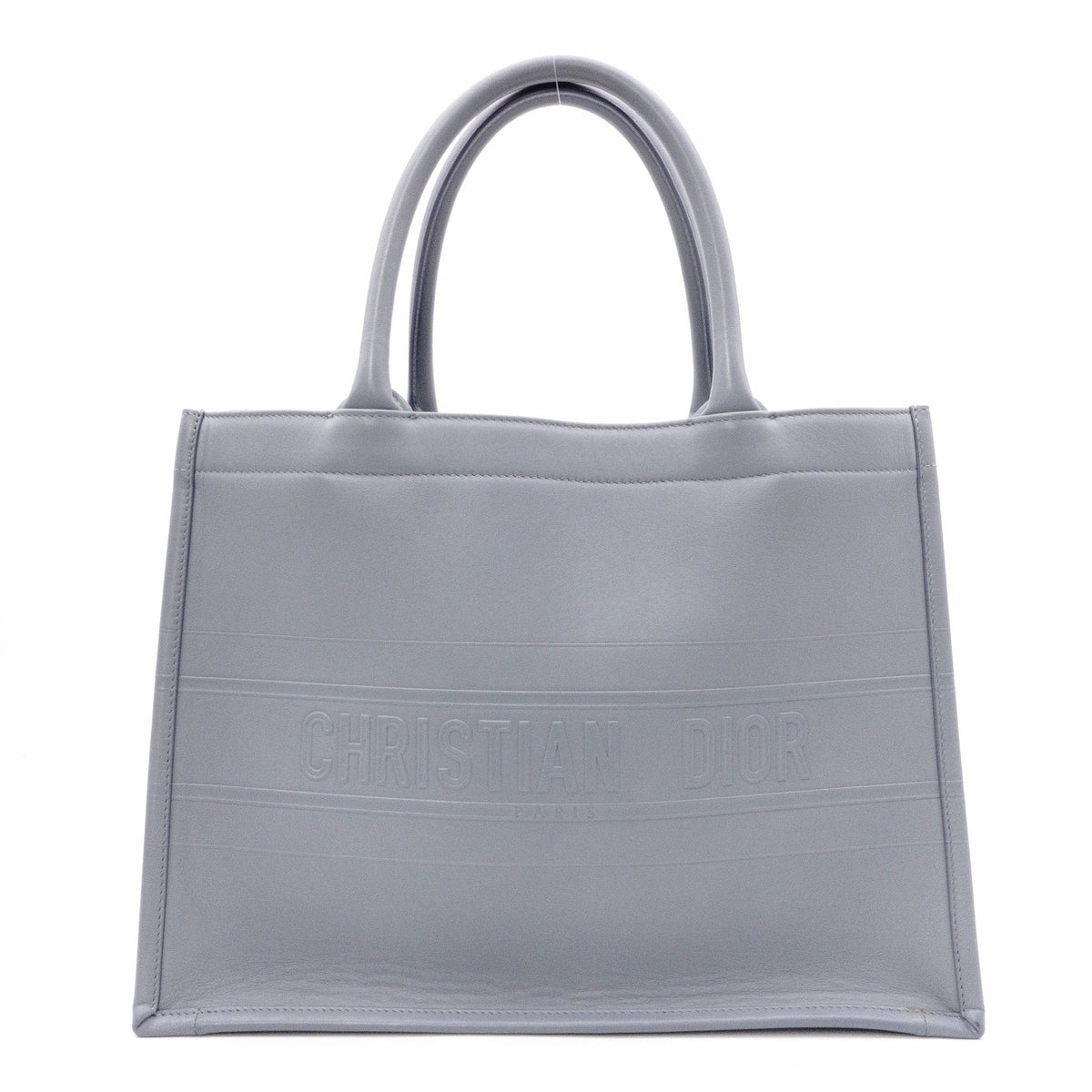 DIOR Book Tote Medium Tote Bag, Leather, Blue-Gray, Shoulder Strap, CD Logo