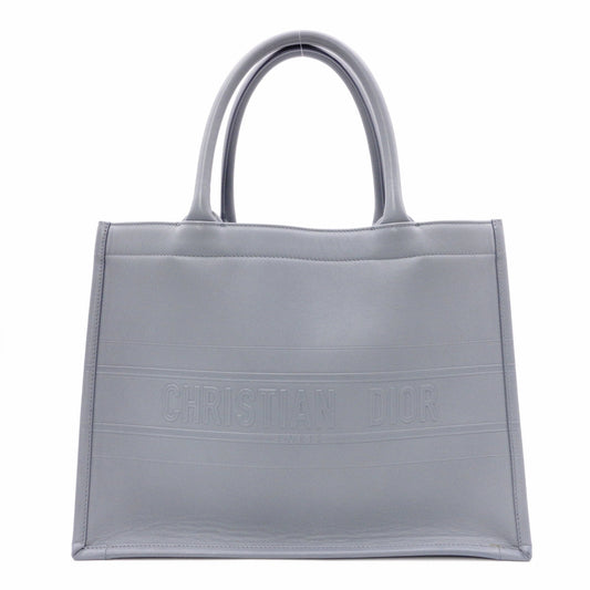 DIOR Book Tote Medium Tote Bag, Leather, Blue-Gray, Shoulder Strap, CD Logo