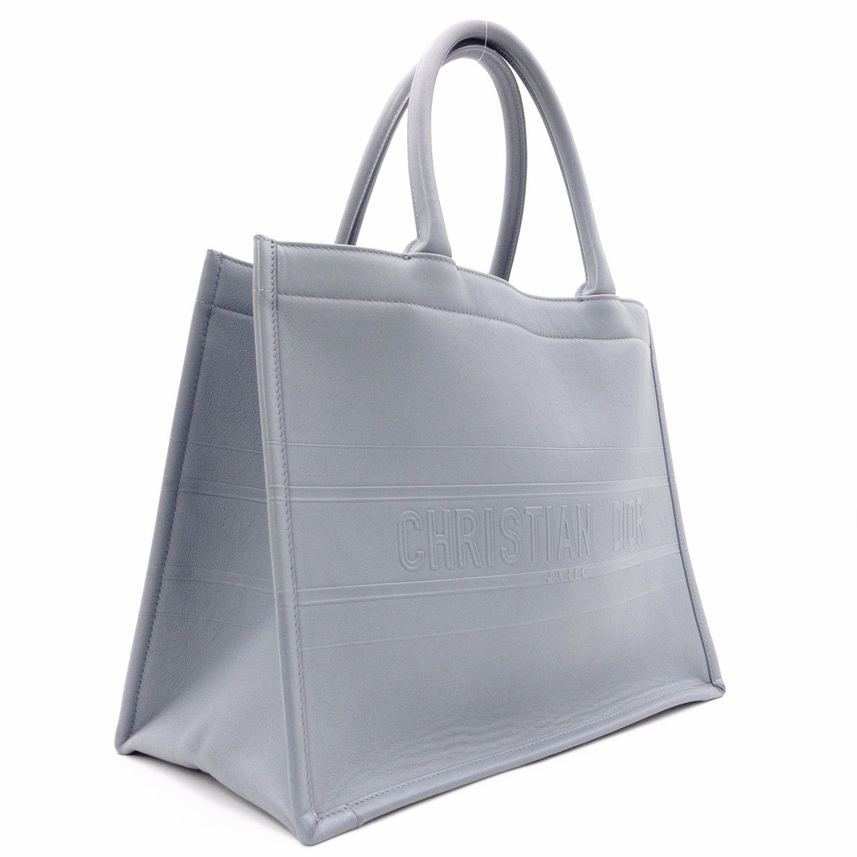 DIOR Book Tote Medium Tote Bag, Leather, Blue-Gray, Shoulder Strap, CD Logo