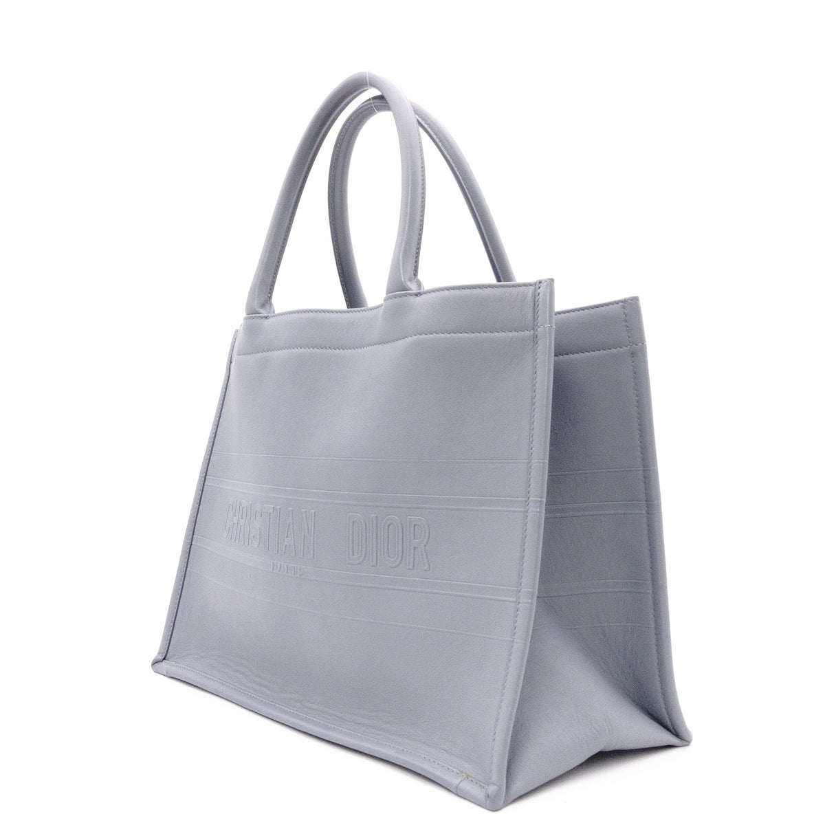 DIOR Book Tote Medium Tote Bag, Leather, Blue-Gray, Shoulder Strap, CD Logo
