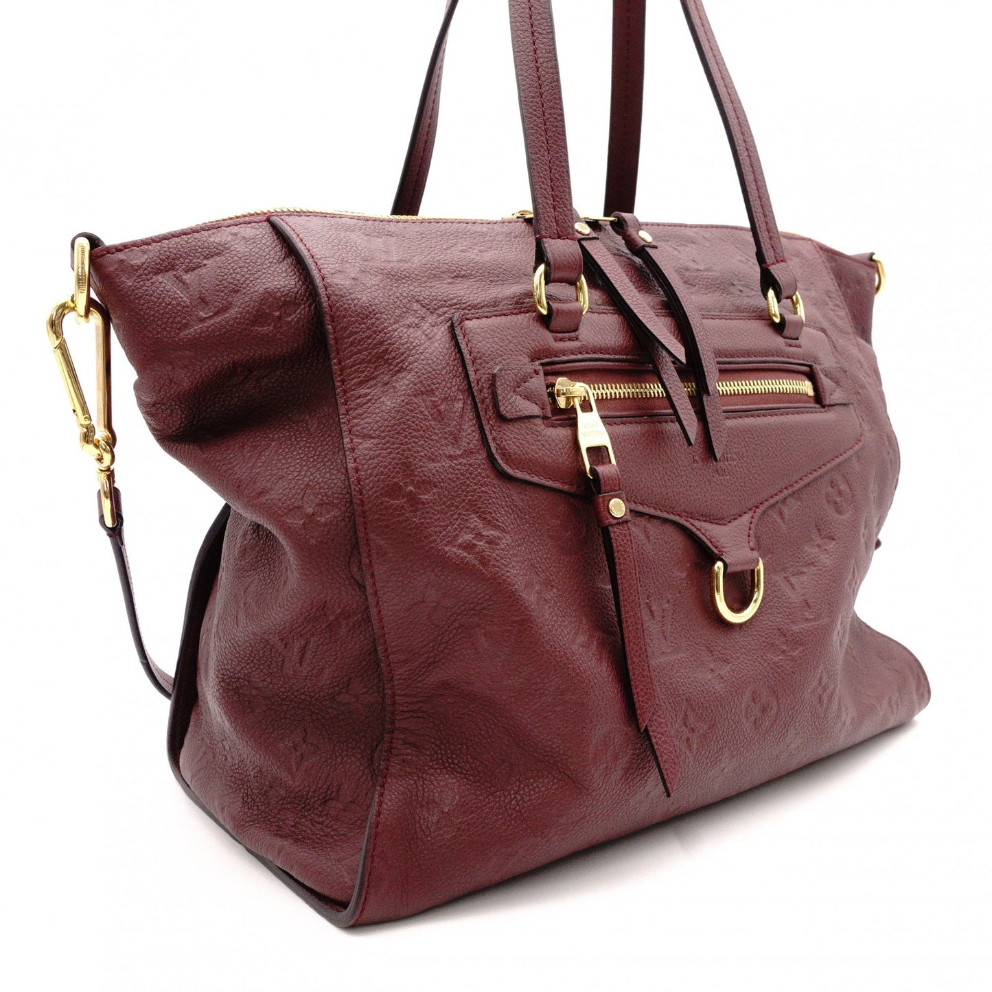 LOUIS VUITTON Monogram Implant Shoulder Bag, Leather, Bordeaux, 2-Way