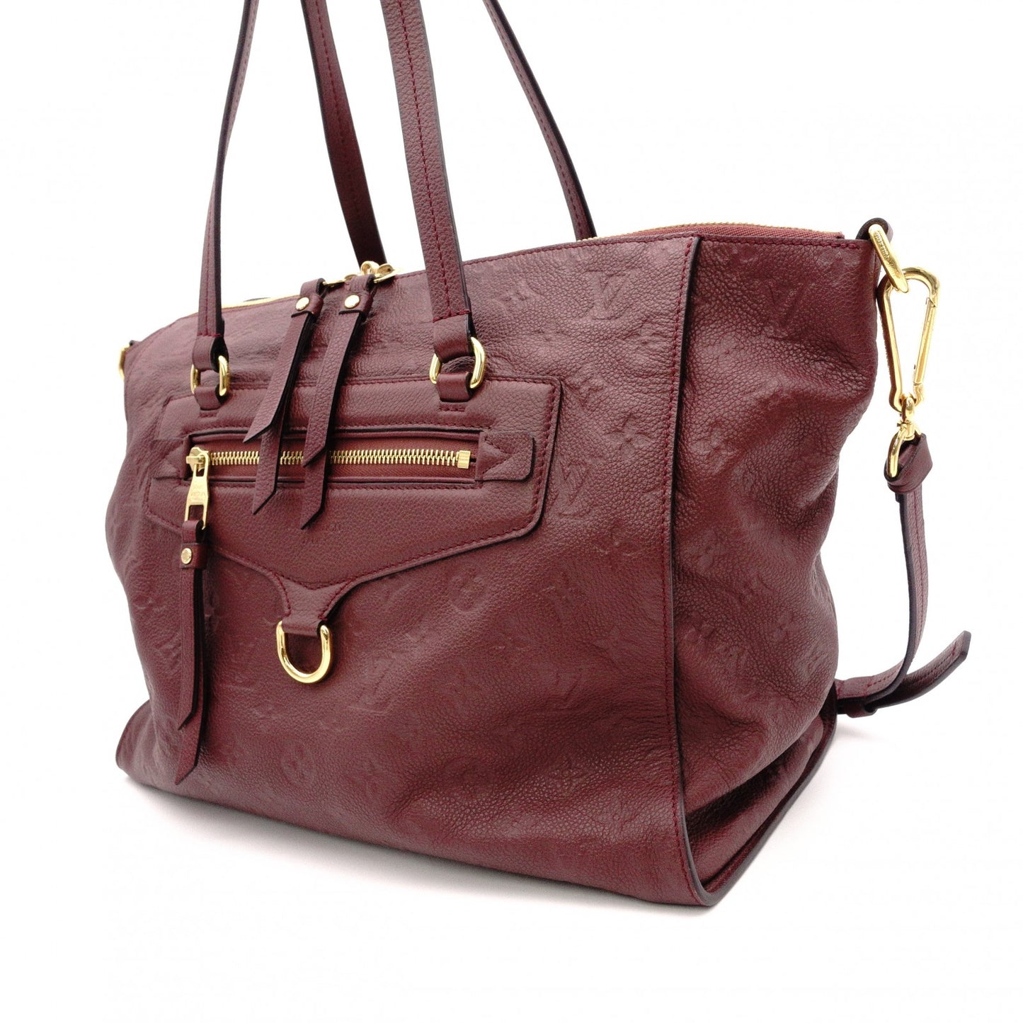 LOUIS VUITTON Monogram Implant Shoulder Bag, Leather, Bordeaux, 2-Way